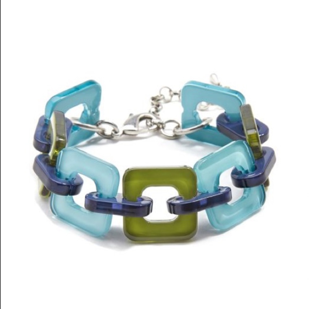 Resin Squares Ring Bracelets/ Aqua & Blue / Honey